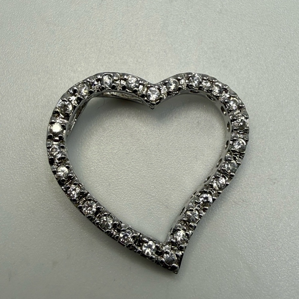 Sterling Silver Open Heart CZ Pendant 925 Romantic Minimal Necklace Charm